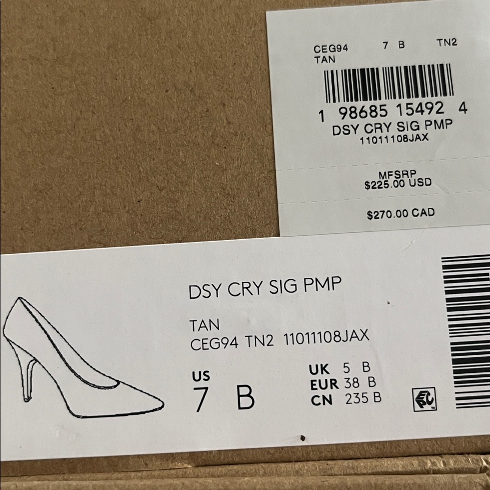 Coach Crystal-Embellished Signature Pointed-Toe Pumps in Beige and Brown - Picture 5 of 5